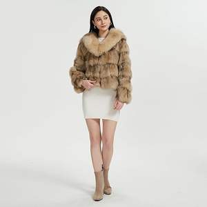 Manteau en fourrure de renard véritable pour femmes, fabriqué à la main en Mongolie, avec col en fourrure de renard, pour l'hiver, épais et chaud - Product Image 3