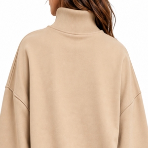 Sudadera Casual de Cuello Alto para Mujer, Sudadera de Manga Larga de Color Sólido para Hombre, Ajuste Holgado, Tejido de Algodón, Color Sólido, Ropa Casual de Calle para Otoño - Product Image 5