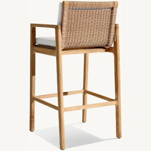 Muebles de silla de madera de teca con detalles de ratán, hermosos y duraderos para uso en exteriores en la terraza o el jardín. - Product Image 5