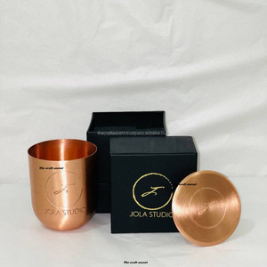 Wholesale Custom Copper <b>Jar</b> & Holders Luxury <b>Empty</b> Metal Candle <b>Jars</b> with Brushed Finish Custom Logo Home Decor - Product Image 1