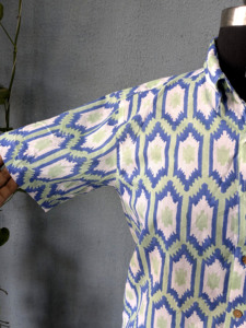 Men's Short Sleeve <b>Geometric</b> Print Casual <b>Shirt</b> Turn-down Collar Breathable Cotton Summer Style - Product Image 5