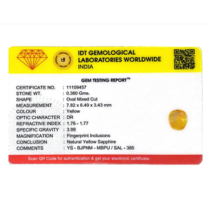 Loose 1.9 Carat Oval Cut Yellow Sapphire Gemstone for Fine Jewelry - Product Image 4