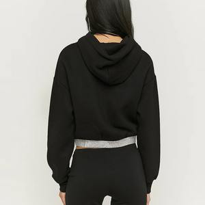 ชุดเซ็ตแทรคสูทผู้หญิงแฟชั่นฤดูหนาว เสื้อฮู้ดไหมพรมสีพื้นและกางเกงขาบานสองชิ้น - Product Image 2