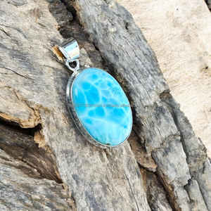 Colgante de Plata de Ley 925 hecho a mano, joyería elegante, colgante de piedras preciosas, joyería de Larimar Natural, colgante delicado, regalos para esposa - Product Image 5