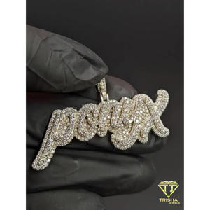 <b>Custom</b> <b>Name</b> <b>Necklace</b> Lab Grown Iced Out Hip Hop Pendant Luxury Jewelry Gift - Product Image 1