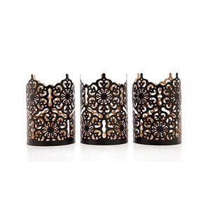 Bougies votives modernes en métal faites à la main pour la maison, les bars, les mariages, Pâques, Halloween, le Ramadan, le Nouvel An - Accent de fleurs séchées - Product Image 3