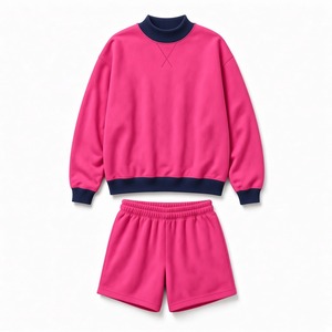 Conjunto de Sudadera Holgada para Mujer, Estilo Casual, Pantalones Cortos, Top de Manga Larga con Cuello Alto, Ropa Informal para el Día a Día - Product Image 1
