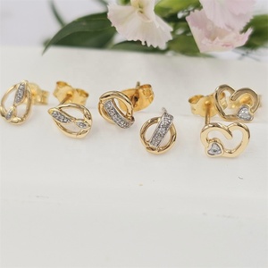 Boucles d'oreilles percées élégantes et mignonnes pour femme, cadeau de fête, or jaune 18 carats 750 plaqué rhodium, bijoux fins, diamant naturel taille brillant - Product Image 5