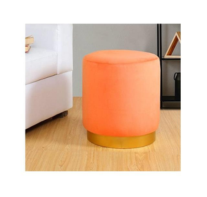 Modern Velvet <b>Round</b> Ottoman <b>Pouf</b> With Metal Stainless Steel Base Stool Different Size and Different Colour - Product Image 5