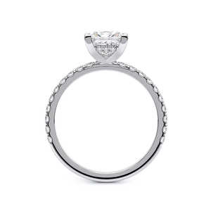 Anillo de Compromiso con Diamante Cultivado en Laboratorio, Corte Princesa, 2 CTW, Banda Pavé, Oro Sólido de 14K, Chapado en Rodio de Lujo, Anillo de Propuesta de Matrimonio - Product Image 5