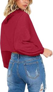 Top corto de manga larga con etiqueta para mujer, ropa de gimnasio con capucha OEM personalizada, top corto de calle, top corto para chicas adolescentes, precio barato - Product Image 2