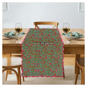 Hot Selling Indian Floral Hand Block Print 100% Cotton Woven Edge Bohemian Style Eco-Friendly Washable <b>Table</b> <b>Runner</b> for Home - Product Image 3