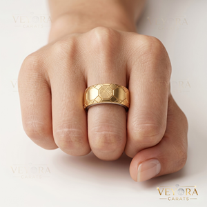 Funda protectora minimalista geométrica facetada de plata de ley 925 para anillo inteligente - Product Image 1
