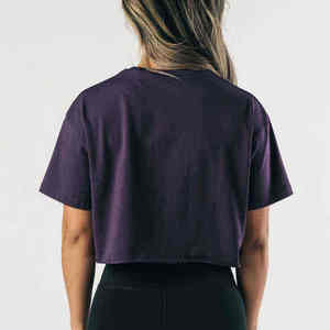 All Seasons Fashion Crop Tops Cotton Knitted O-neck Slim <b>Fit</b> Breathable <b>T</b>-<b>Shirts</b> Customizable Streetwear <b>Cropped</b> Tee For Ladies - Product Image 2
