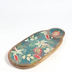 Plato de Servir de Diseño de Lujo Hecho a Mano en Madera, con Patrón Azul Personalizado, Técnica de Esmalte, Ecológico, Platos para Negocios - Product Image 3