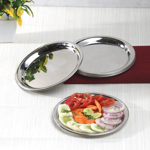 Assiettes rondes en acier inoxydable, finition argentée polie, design moderne, compatibles lave-vaisselle - Product Image 5
