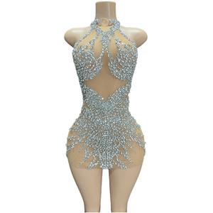 Vestido Mini de Lujo para Mujer, Corto y Recto, con Pedrería y Borlas, para Fiesta, Club, Cumpleaños, Baile de Graduación, Noche, Espectáculo en Las Vegas - Product Image 1