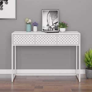 Table console rectangulaire moyenne en acier blanc - Product Image 1