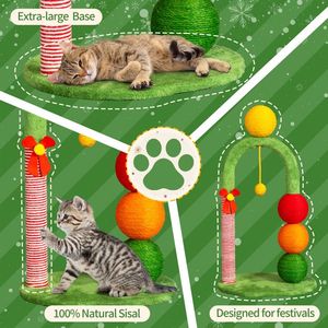29in <b>Cat</b> <b>Tree</b> Tower with Sisal Scratcher Balls Cute Indoor <b>Cat</b> <b>Scratching</b> <b>Post</b> with Dangin Ball Holiday Inspired Product - Product Image 2