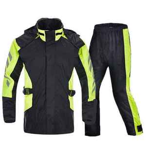 Universal Adult Waterproof Windproof Classic Fashionable Rain Suit Hooded <b>Jacket</b> Pants Set <b>Reflective</b> Polyester Outdoor Hiking - Product Image 1