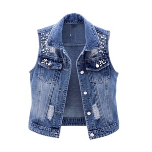Gilet en jean bleu pour femme, coupe classique, vente en gros, fabricant en gros pour boutiques de vêtements féminins, faible MOQ - Product Image 1
