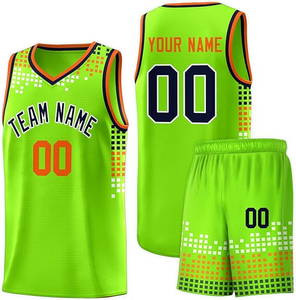Ensemble de maillots de basket-ball blancs personnalisés avec un design à pois rose, bleu et jaune, impression par sublimation, polyester respirant, adulte - Product Image 6
