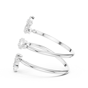 Anillo de compromiso abierto de doble flor de 0.36 CT con espiral floral de diamantes para bodas, diamante talla pera - Product Image 2