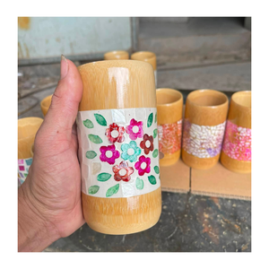 Mug en bambou artisanal écologique avec incrustation de nacre naturelle, tasse décorative, vaisselle artisanale vietnamienne - Product Image 5