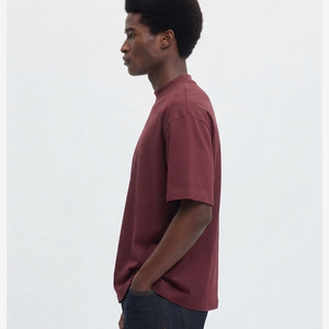 T-shirt Homme Oversize Bordeaux de Haute Qualité avec Imprimé Logo Flamme, Manches Courtes, Col Rond, Décontracté, en Coton Jersey, Style Streetwear - Product Image 2