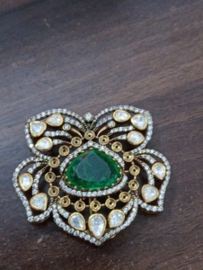 Flower Shape Silver <b>Gold</b> Plated Brooch Green Crystal Pear Cut Rhinestones Unisex Jewelry Gift Handmade Wedding Brooches <b>Clothes</b> - Product Image 2