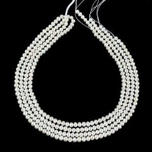 Perles de culture d'eau douce naturelles blanches de 3-4 mm, perles bouton, perles cultivées de qualité AAA, fournitures pour la fabrication de bijoux, provenant d'un grossiste indien. - Product Image 1