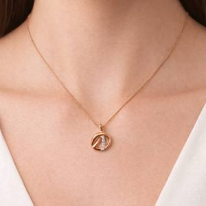 Cadena con Colgante de Diamantes Americanos en Oro Rosa de 18 Quilates para Mujer |   Cadena Minimalista para Uso Diario - Product Image 1