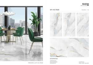 Azulejo de Porcelana Noble Gold de Alto Brillo, Formato Grande 600x1200, Superficie Pulida Premium, para Paredes y Pisos, Uso en Interiores y Exteriores - Product Image 2