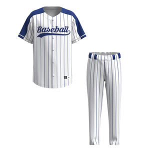 Ensemble de maillot et pantalon de baseball personnalisé en mesh respirant sublimé, à rayures, pour homme, manches courtes, anti-humidité, toutes saisons - Product Image 1