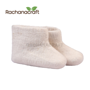 Full White Color <b>Wool</b> Felt Slides Shoes for Kids Adult <b>Slipper</b> Handcrafted by Woman Artisan of Nepal Eco-friendly Christmas Gift - Product Image 1
