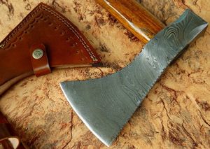 Hache artisanale en acier Damas, manche en bois de rose, manche intégral, 19 pouces, hache de survie, hache en cuir, hache forgée, hache artisanale - Product Image 4