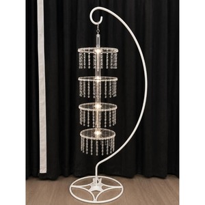 Elegant White Metal <b>Cake</b> <b>Stand</b> with Crystal Drapes Multi Layer Wedding <b>Cake</b> Display Reusable Design - Product Image 4
