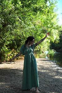 Vestido largo de viscosa con espalda descubierta, doble abertura, estilo fluido, vestido de verano bohemio, atuendo para festivales, cómodo, talla única para mujer - Product Image 2