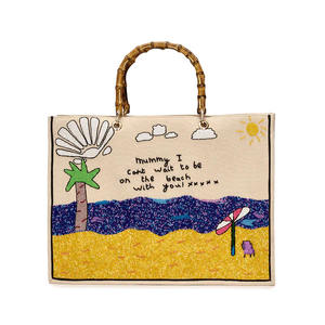 The BESPOKE BEADED <b>LARGE</b> CAPACITY DURABLE CANVAS TOTE BRANDED UNITED KIGDOM MARKET - Product Image 1