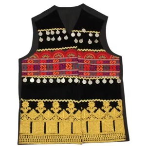Hot Selling Winter Short High Quality Polyester Cotton Customized Breathable V Neck Vintage Style Mens Waistcoat Embroidery - Product Image 4