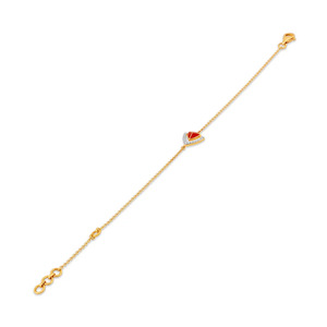<b>Red</b> Triangle Diamond <b>Bracelet</b> with Yellow Gold Chain and Modern Geometric Center Design - Product Image 2