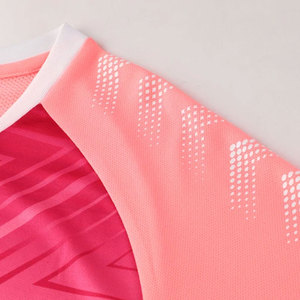 Conjunto de Fútbol Sublimado con Diseño Geométrico Rosa para Hombre, Manga Corta, Cuello Redondo, Secado Rápido, Uniforme de Poliéster, Ropa Deportiva de Verano - Product Image 3