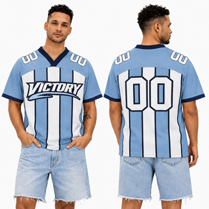 Custom Navy White Stripe Sports Jersey Men Breathable Mesh T Shirt Victory Print Athletic Football Baseball Jersey OEM - Product Image 3