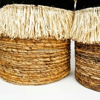 Lot de 2 paniers banane en osier naturel coloré, design circulaire moderne, écoresponsable, pour rangement domestique et aliments pour bébé