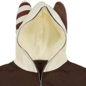 Nueva Sudadera con Capucha de Conejo con Orejas de Peluche, 100% Algodón, Talla Grande, de Alta Calidad, con Cremallera Completa y Logotipo Personalizado, Estilo Urbano - Product Image 3