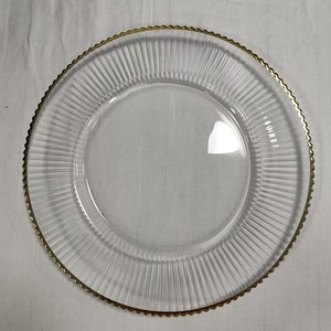 Wholesale 13 Inch Gold Rimmed Wedding Glass Charger Plates Plate Dish <b>Dinnerware</b> <b>Set</b> For Wedding & Housewarming Food Usage - Product Image 4