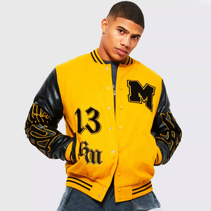 2026 New Arrival Wool Body Sleeves Varsity Leather <b>Jacket</b> High Quality Customized Varsity Letterman Front Windproof Breathable - Product Image 5
