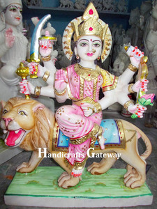 Pure White Makrana Marble For Maa Durga Handmade Polished For Home <b>Decorate</b> And Worship And Praying - Product Image 3