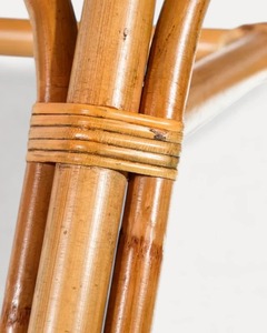 Chaise de salle à manger moderne en teck tressé à la main avec coussin en lin, style côtier, qualité export - Product Image 6