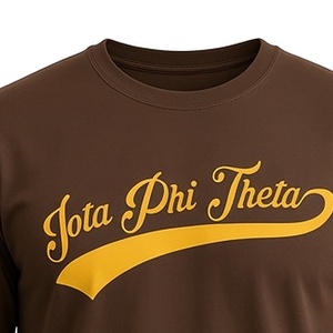 Iota Phi Theta Brown <b>Men</b>’s <b>Long</b> Sleeve <b>T</b>-<b>Shirt</b> Gold Script Letter Crew Neck Cotton Fraternity Casual Campus Apparel Pullover Tee - Product Image 5